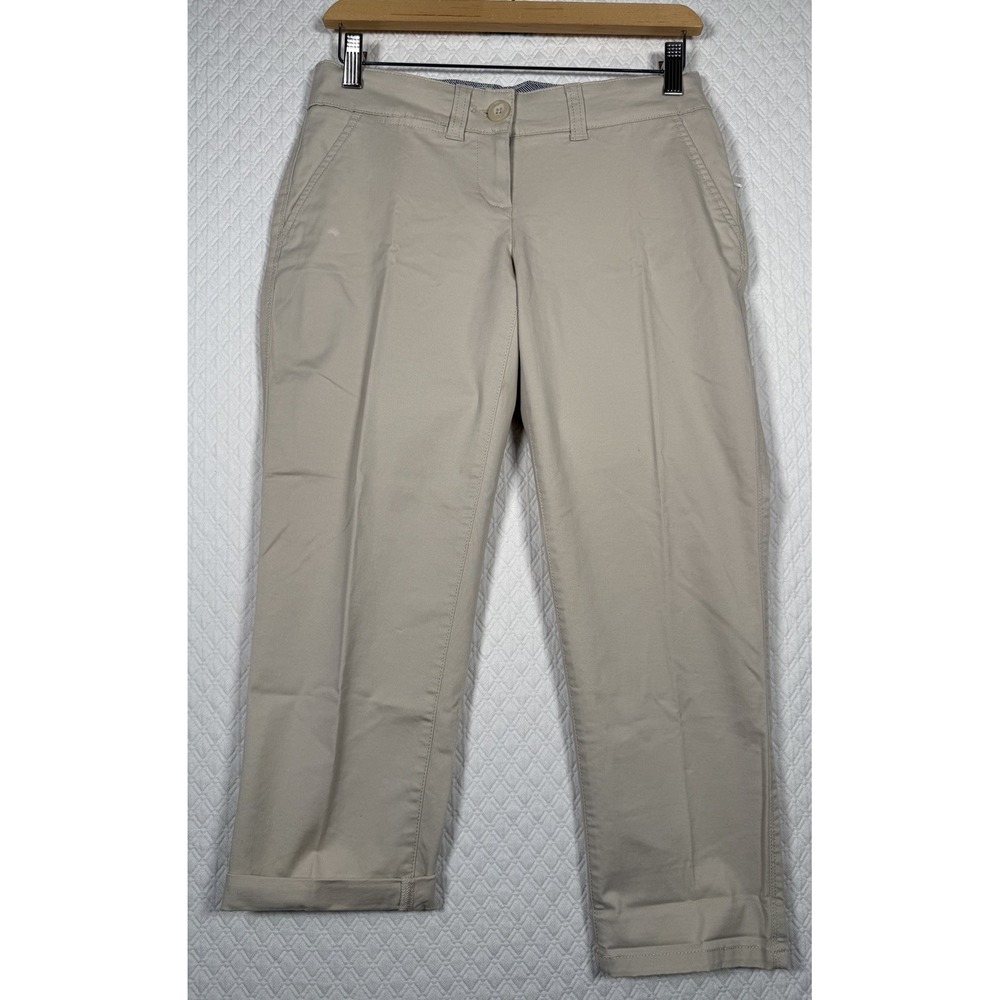 Crown And Ivy Crop Pants Tan Sz 0P Womens NWT Roll Cuff Preppy Office Old Money